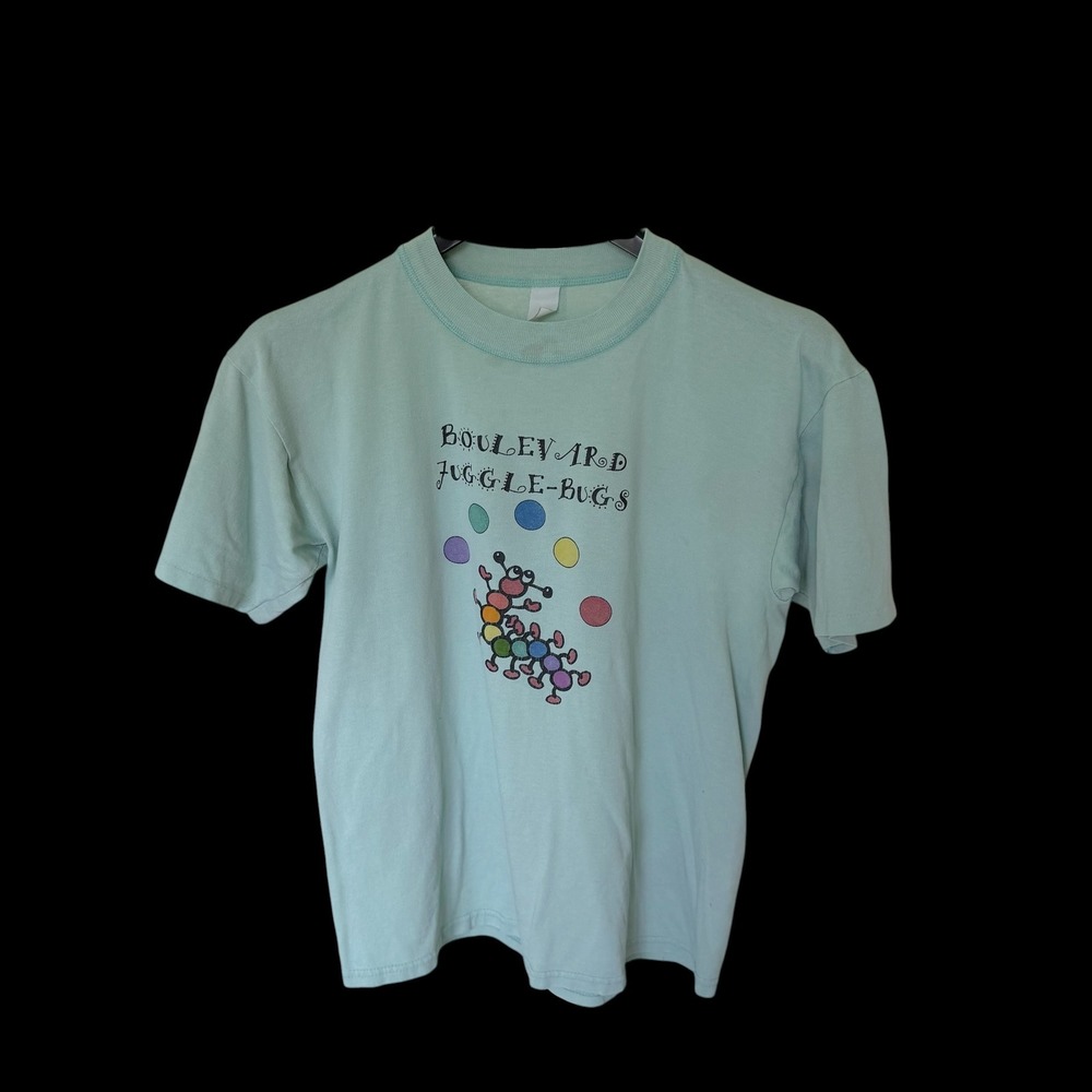 Vintage Boulevard Juggle-Bugs T-Shirt Mint Green Single Stitch Small Fun Kidcore
